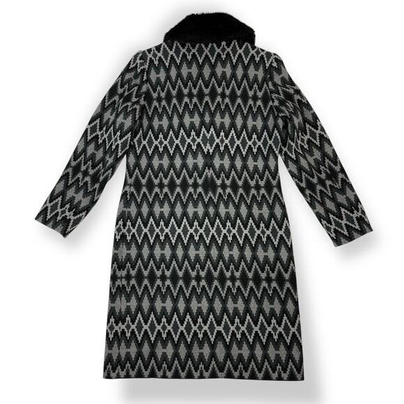 ❌SOLD❌INC black and gray western print long coat with removable fur collar - Picture 3 of 15